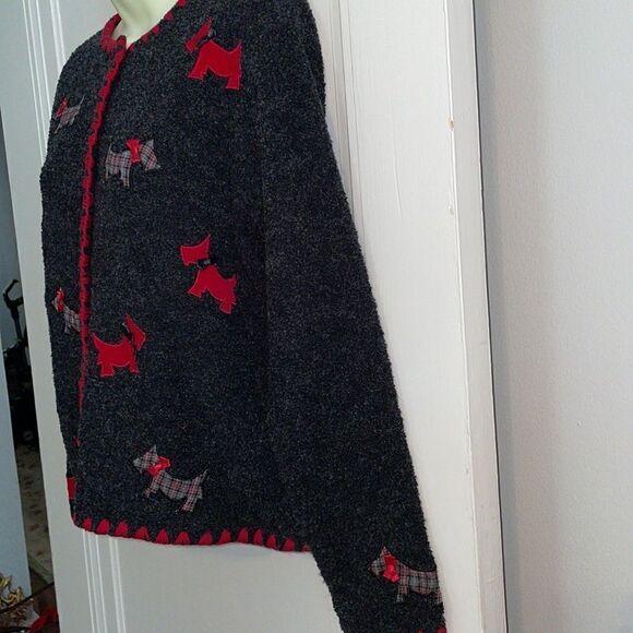 Vtg 2000 Marisa Christina (The Christmas Collection) Scottie dog cardigan - Picture 4 of 12